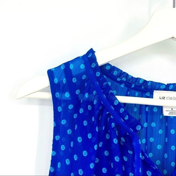 NWT Liz Claiborne Slvless Ruffle Henley sz Small - Picture 1 of 8